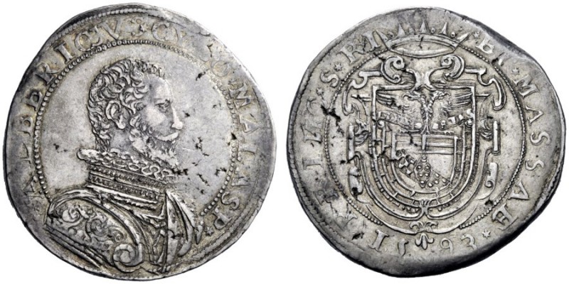  Massa di Lunigiana   Alberico I Cybo Malaspina, 1559-1623. Ducatone 1593, AR 31...
