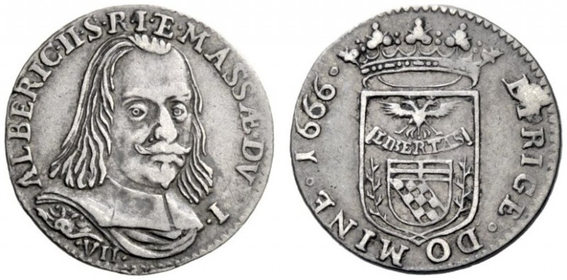  Massa di Lunigiana   II periodo: duca 1664-1690. Da 7 bolognini 1666, AR 2,25 g...
