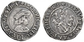  Messerano   Ludovico II Fieschi, 1528-1532. Cavallotto, AR 3,40 g. LVDOVIC' FLISC' LAVAIE MESERA Busto con berretto a d. Rv. + IHS AVTEM TRAN' MEDI I...
