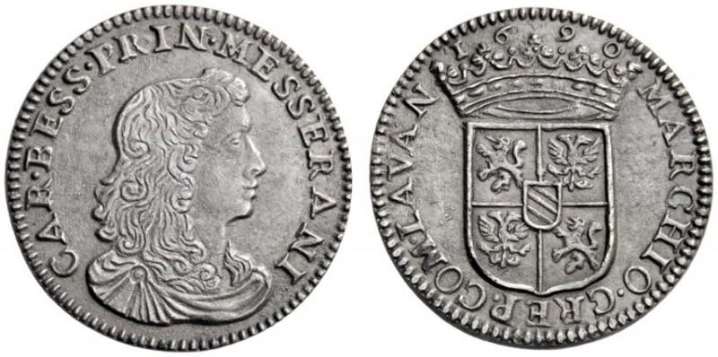  Messerano   Carlo Besso Ferrero Fieschi, 1685-1690. Prova della lira 1690, Mist...