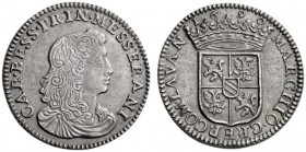  Messerano   Carlo Besso Ferrero Fieschi, 1685-1690. Prova della lira 1690, Mist 7,15 g. CAR BESS PRIN MESSERANI Busto a d. Rv. MARCHIO CREP COM LAVAN...