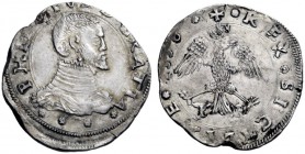  Messina   Filippo II re di Spagna 1556-1598. Da 4 tarì 1556, AR 11,59 g. PHILIPPVS D GRATIA Busto corazzato a d. Rv. + REX SICILIAE 1556 Aquila ad al...