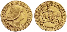  Milano   Ludovico Maria Sforza detto “il moro” 1494-1499. Da 2 ducati, AV 7,00 g.  LVDOVICVS M SF ANGLVS DVX MLI Busto corazzato a d. Rv. + PP ANGLE ...