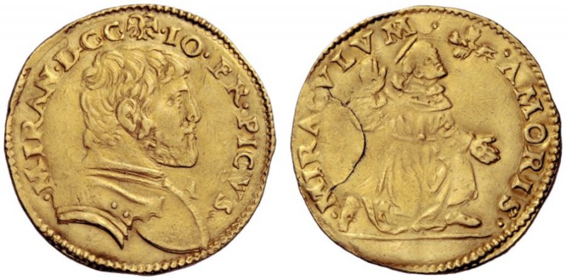  Mirandola   Gian Francesco Pico 1499-1533. Da 2 ducati, AV 6,88 g.  aquila bici...