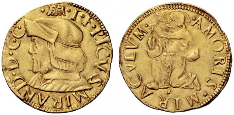  Mirandola   Gian Francesco Pico 1499-1533. Da 2 ducati, AV 6,80 g.  aquila bici...