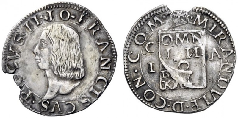  Mirandola   Gian Francesco Pico 1499-1533. Mezzo testone, AR 4,02 g.  IO FRANCI...