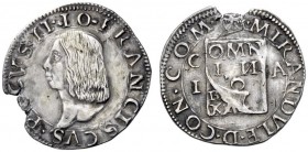  Mirandola   Gian Francesco Pico 1499-1533. Mezzo testone, AR 4,02 g.  IO FRANCISCVS PICVS II Testa a s. con lunga capigliatura. Rv. MIRANDVLE D CON C...