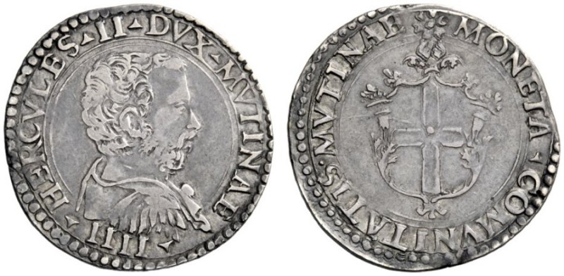  Modena   Ercole II d'Este 1534-1559. Bianco da 10 soldi, AR 5,04 g.  HERCVLES I...