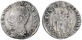  Modena   Cesare d'Este 1597-1628. Giorgino, AR 2,21 g.  CAESAR DVX MVT REG E C Testa barbuta a s. Rv. SANCTVS G – EMINIANVS S. Geminiano benedicente,...