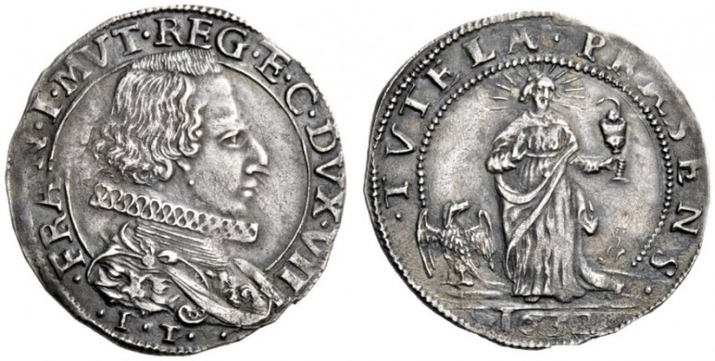  Modena   Francesco I d'Este 1629-1658. Lira 1632, AR 4,15 g.  FRAN I MVT REG E ...