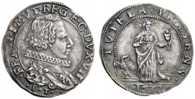  Modena   Francesco I d'Este 1629-1658. Lira 1632, AR 4,15 g.  FRAN I MVT REG E C DVX VIII Busto con collare a d., sotto I T. Rv. TVTELA PRÆSENS S. Gi...