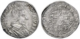 Modena   Francesco I d'Este 1629-1658. Da 10 bolognini, AR 3,48 g.  FRAN I MVT REG E C DVX VIII Busto drappeggiato e senza collare, a d.; sotto, I T....