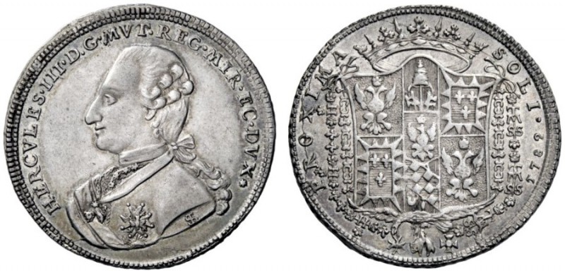  Modena   Ercole III d'Este 1780-1796. Scudo 1782, AR 9,24 g.  HERCVLES III D G ...
