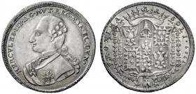  Modena   Ercole III d'Este 1780-1796. Scudo 1782, AR 9,24 g.  HERCVLES III D G MVT REG MIR EC DVX Busto in abito civile col Toson d'oro, a s.; nel ta...