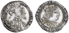  Napoli   Ferdinando I d’Aragona, 1458-1494. Coronato, AR 3,96 g. FERRANDVS D G R SICILIE IE Busto coronato a d.; dietro, T (Gian Carlo Tramontano, ma...