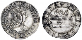  Napoli   Federico III d’Aragona, 1496-1501. Carlino, AR 3,96 g. FEDERICVS DEI G R SIC IER Busto coronato e corazzato a d.; dietro, T. Rv. + RECEDANT ...