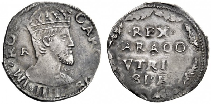  Napoli   Carlo V imperatore, 1516-1554. Carlino, AR 3,34 g. CAROLVS IIIII IM RO...