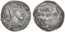  Napoli   Carlo V imperatore, 1516-1554. Carlino, AR 3,34 g. CAROLVS IIIII IM RO Busto coronato a d.; dietro, R (Ludovico Ram, maestro di zecca 1528-1...