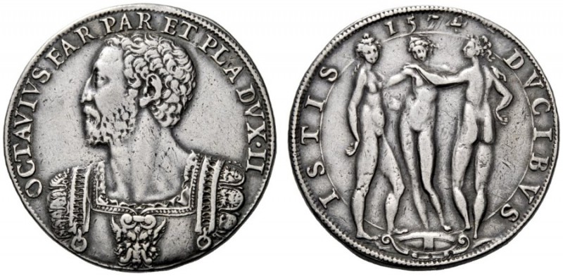  Parma   Ottavio Farnese 1547-1586. Mezzo scudo 1574, AR 17,46 g.  OCTAVIVS FAR ...