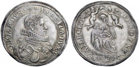 Parma   Odoardo Farnese 1622-1646. Ducatone 1638, AR 31,83 g.  ODOARDVS FAR PAR Έ PLA DVX V Busto corazzato e con collare a d. Rv. MILE CLYP PENDENT ...