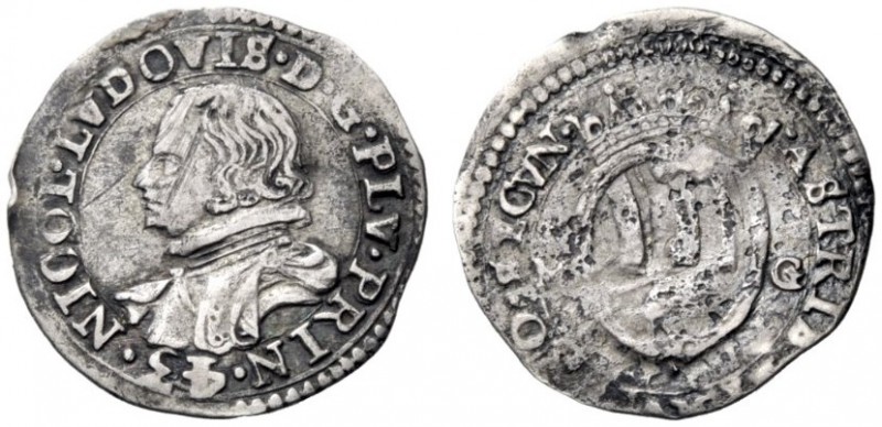  Piombino   Niccolò Ludovisi 1634-1665. Mezzo paolo 1643, AR 1,30 g.  NICOL LVDO...