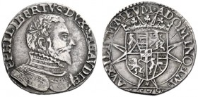  Savoia   Emanuele Filiberto testa di ferro, conte di Asti 1538-1559 e duca di Savoia X, 1553-1580. Testone 1579 VI tipo, Chambery, AR 9,34 g. E PHILI...