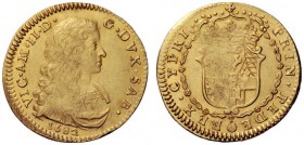  Savoia   Vittorio Amedeo II duca XIV, 1675-1713. II periodo: duca, 1680-1713. Doppia 1682, Torino, AV 6,65 g. VIC AM II D – G DVX SAB Busto a d.; sot...