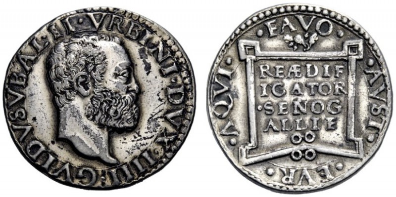  Urbino   Guidobaldo II della Rovere, 1538-1574. Testone o medaglia, 9,78 g. GVI...