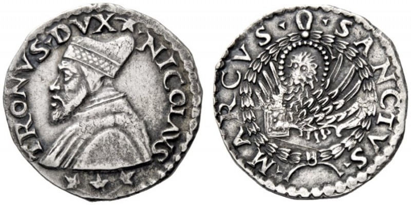  Venezia   Nicolò Tron, 1471-1473. Lira da 20 soldi o trono, AR 6,25 g. NICOLAVS...
