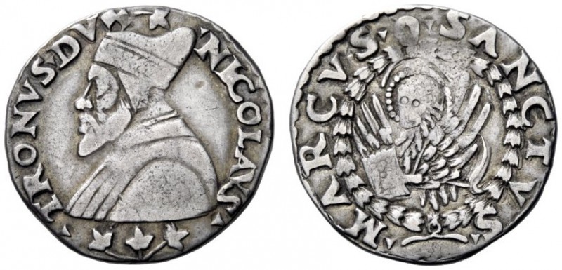  Venezia   Nicolò Tron, 1471-1473. Lira da 20 soldi o trono, AR 5,72 g. NICOLAVS...