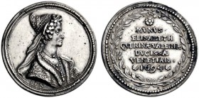  Venezia   Elisabetta Querini (moglie del doge Silvestro Valier 1694-1700). Osella o medaglia 1694, AR 13,04 g. Busto a d. con velo e corno dogale; so...