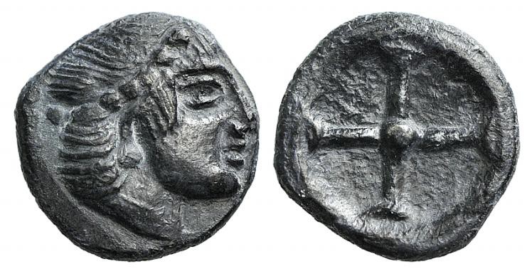 Sicily, Syracuse. Hieron I (478-466 BC). AR Obol (8mm, 0.40g), c. 475-470. Diade...
