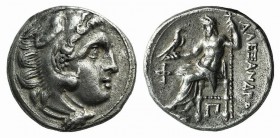 Kings of Macedon, Alexander III “the Great” (336-323 BC). AR Drachm (17mm, 4.27g, 12h). Kolophon, c. 310-301. Head of Herakles r., wearing lion skin. ...