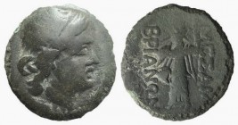 Thrace, Mesambria, c. 175-100 BC. Æ (21mm, 5.25g, 12h). Diademed female head r. R/ Athena Promachos standing l.; crested helmet to inner l. Topalov, M...