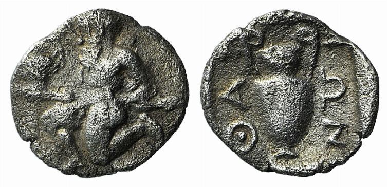 Island of Thrace, Thasos, c. 404-340 BC. AR Trihemiobol (10mm, 0.73g, 12h). Saty...