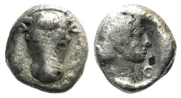 Phokis, Federal Coinage, c. 457-446 BC. AR Hemidrachm (12mm, 2.55g, 12h). Facing bull’s head. R/ Head of Artemis r. within incuse square. Williams 188...