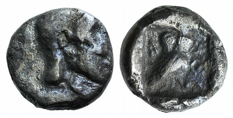 Attica, Athens, c. 454-404 BC. AR Hemiobol (6mm, 0.40g, 11h). Helmeted head of A...