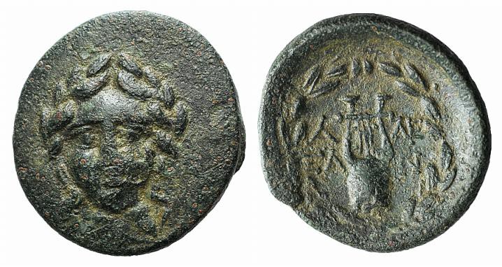 Troas, Alexandria, c. 164-135 BC. Æ (19mm, 3.25g, 12h). Laureate, facing head of...