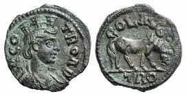 Troas, Alexandria. Pseudo-autonomous issue, c. mid 3rd century AD. Æ (21mm, 4.91g, 6h). Turreted and draped bust of Tyche r., with vexillum over shoul...
