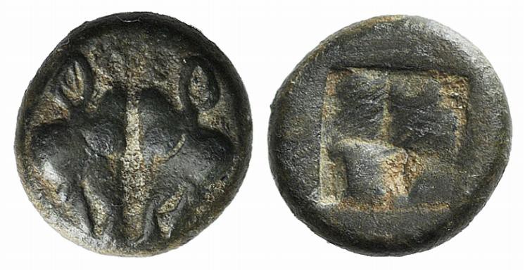 Lesbos, Unattributed early mint, c. 500-450 BC. BI 1/12 Stater (9mm, 1.24g). Con...