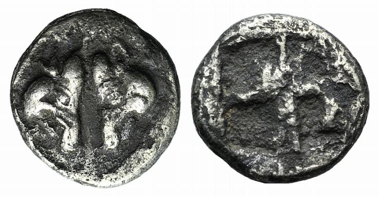 Lesbos, Unattributed early mint, c. 500-450 BC. BI 1/24 Stater (7mm, 0.54g). Con...