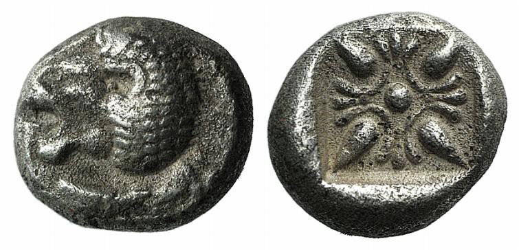 Ionia, Miletos, late 6th-early 5th century BC. AR Diobol (8mm, 1.30g). Forepart ...