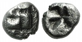 Ionia, Uncertain, c. 625-600 BC. AR Diobol - 1/12 Stater (7mm, 1.11g). Swastika, pellets around. R/ Incuse swastika pattern. Unpublished in the standa...