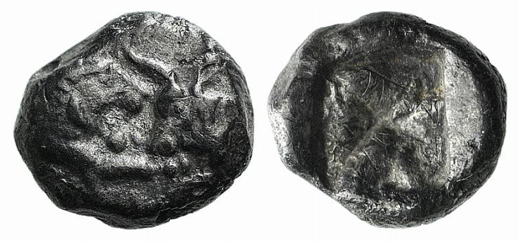 Kings of Lydia, time of Cyrus – Darios I, c. 545-520 BC. AR Twelfth Stater (7mm,...