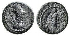 Phrygia, Hierapolis. Pseudo-autonomous issue, 2nd-3rd Century AD. Æ (15mm, 3.63g, 12h). Helmeted and cuirassed bust of Athena r., wearing aegis. R/ Ne...