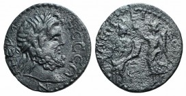 Pisidia, Termessus Major. Pseudo-autonomous issue, 3rd century AD. Æ (28.5mm, 12.98g, 6h). Laureate head of Zeus r. R/ Tyche standing l., holding rudd...