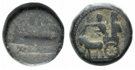 Phoenicia, Sidon, c. 370-358 BC. Æ (15.5mm, 6.92g, 11h). Galley l. above waves. R/ Slow biga l., carrying driver and Persian king (?). Betlyon 29; HGC...