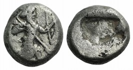 Achaemenid Kings of Persia, c. 455-420 BC. AR Siglos (14mm, 4.75g). Persian king or hero r., in kneeling-running stance, holding bow and dagger, quive...