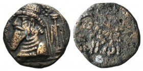 Kings of Elymais. Uncertain early Arsakid kings, late 1st century BC-early 2nd century AD. Æ Tetradrachm (26mm, 14.35g, 11h). Diademed bust l.; to r.,...