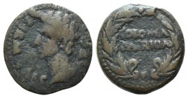 Augustus (27 BC-AD 14). Spain, Corduba. Æ As (25mm, 9.07g, 6h). Bare head l. R/ COLONIA/ PATRICIA within wreath. ACIP 3357; RPC I 129. Brown patina, n...
